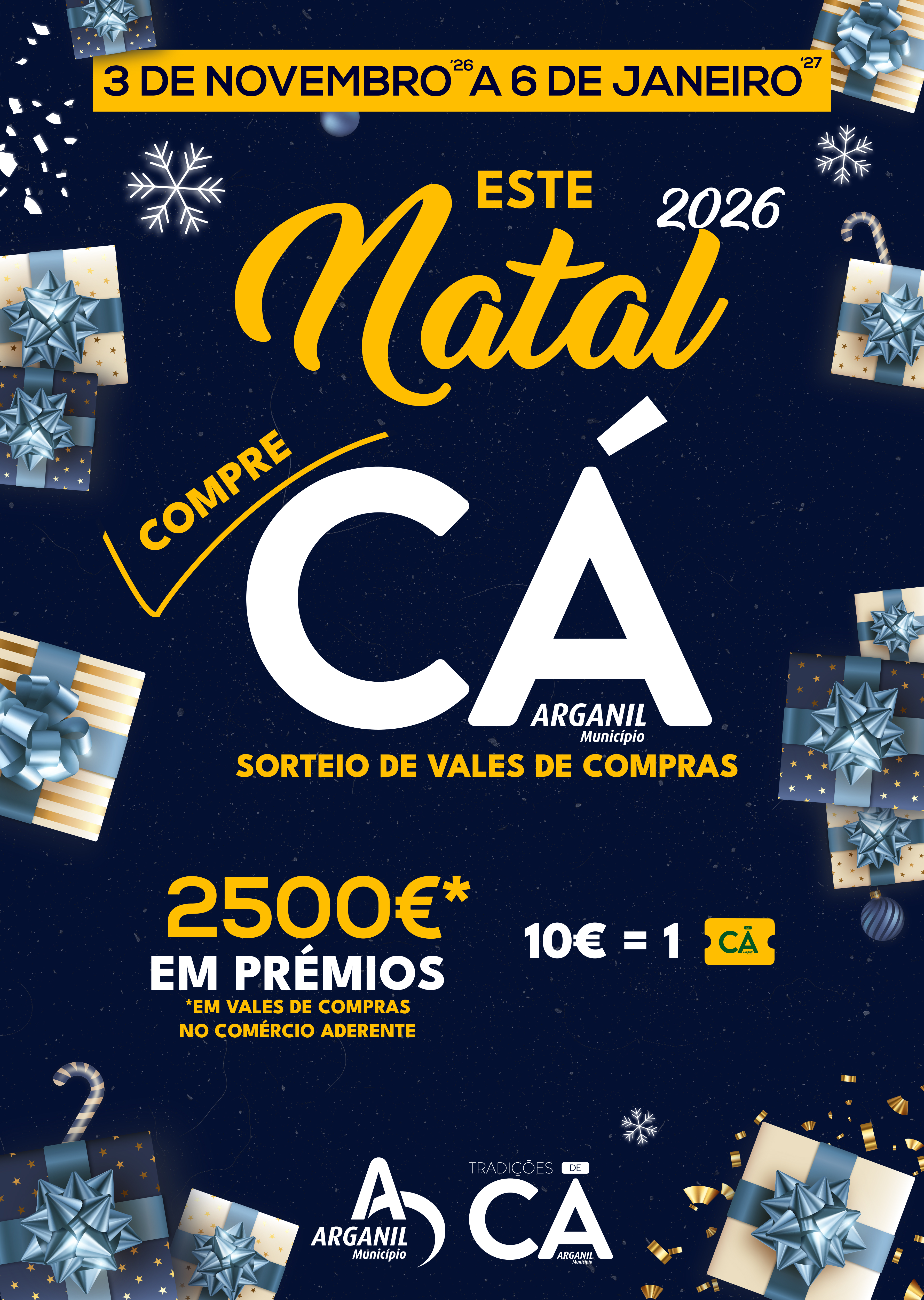 Cartaz Sorteio De Vales De Compras Arganil “este Natal, Compre CÁ“ 2026